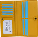 Bveyzi Ultra Slim Thin Leather RFID Blocking Credit Card Holder Bifold Clutch Wallets for Women - Yellow - Leather — 1