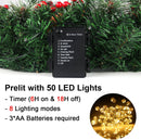 24in Prelit Christmas Wreath for Front Door Christmas Decorations- Timer 8 Light Modes- Battery Operated Lighted Christmas Door Wreath Pre-Decorated with 50 Lights Pinecone Berries Bow Hanger — 2