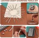 Leather Working Tooling Kit All-in-One Set Leatherworking Crafting Tools with Apron Custom Handbag Cutting Mats Stamping Engraving Punching Sewing Sanding Tools for Leather Making Repair Professional — 6