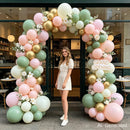 Zesliwy Green Cream White Pink Gold Balloon Arch Kit, Latex, Party Decor | Sage Green Pink Gold — 6