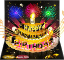 Pop Up Birthday Cards for Men, LED Light & Music Blow The Candle | Black — 1