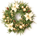 Pre-lit Christmas Wreath with Lights, Pine Cones Gold Balls, Berries and Gold Flowers, 24 Inch 50 Battery Operated LED Lights, Holiday/Decoration/for Front Door/Outdoor — 1