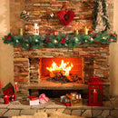 MorTime 9 FT LED Christmas Garland with Pinecones Red Berries Bows Christmas Balls Candies, Multi-Function Christmas Garland with 50 Warm White LED Lights, 180 Branch Tips — 6