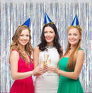 FECEDY 2 Packs 3.2ft x 6.6ft Silver Multicolor Tinsel Foil Fringe Curtains Photo Booth Props for Engagement Bridal Shower Bachelorette Baby Shower Bachelorette Holiday Celebration Party Decorations — 4
