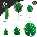 108 Pack Palm Leaves Artificial Tropical Monstera - 6 Kinds Large Small Green Fake Palm Leaf with Stems for Safari Jungle Hawaiian Luau Party Table Decoration Wedding Birthday Theme Party Decorations — 2