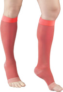 Truform Sheer Compression Stockings, 15-20 mmHg, Women's Knee High Length, Open Toe, 20 Denier, Pink, X-Large | X-Large (1 Pair) — 2