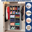 6 Tier Hanging Closet Organizer, 16 Compartments Dual Row Storage, Grey — 6