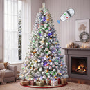 SHareconn 7ft Prelit Flocked Spruce Artificial Christmas Tree with Remote — 1
