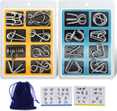 Metal Wire Puzzle 16-Piece Set with Pouch – IQ Test Brain Teaser Disentanglement Chinese Ring Fidget Toy for Kids & Adults – Portable Party Favor — 1