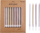 PHD CAKE Gold, Silver, Rose Gold, White, Long Birthday Candles in Holders, Cake Candles, Birthday Parties, Wedding Decorations, Party Candles, Celebrations | Gold, White, Silver, Rose Gold | 24-Count — 1