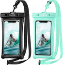 CACOE Floatable Waterproof Phone Pouch 2 Pack Up to 7.0",Black+Green photo 1