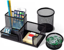 Pen Holder for Desk, Desk Organizers Set-3 Compartments Mesh Pencil Holder with Pencil Pen Cup and Paper Clip holder, Desk Accessories for Marker Craft, Ideal Office School Supplies(3 pack, Black) — 1