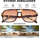 Hycredi Retro Aviator Sunglasses for Women Men, Oversized Square Shades | C2 - Leopard/Gradient Brown — 5