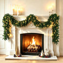 9FT Christmas Garland with Lights, Prelit Lighted Christmas Decorations for Mantle Fireplace Table Stairs,Green Garland Winter Indoor Outdoor Vintage Xmas Home Door Holiday Decor — 1