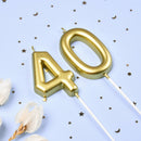 2.76 Inch Classical Gold 40 Number Birthday Candles, Gold Number Candles, Cake Number Candles, Party Celebration — 2
