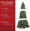 Best Choice Products 6ft Christmas Tree Pre-Lit w/Viral Twinkling Lights, Pre-Decorated Artificial Frosted Pine Holiday Decoration w/ 250 Lights, 818 Frosted Tips, Pine Cones, Berries, Metal Base — 4
