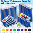 36 Pack Watercolor Paint Set Bulk,8 Colors Washable WaterColor Paint for Kids, Water Color Paint with Brushes, Ideal Valentine Party Favors, Art Supplies for School Classroom Home | 1 Count (Pack of 36) — 2