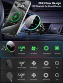 for Magsafe Car Mount Charger 15W LED RGB Car Phone Holder for Dash Vent photo 4
