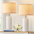 Reaketon 20" Modern Ceramic Table Lamps Set of 2, Lamps for Bedroom, White — 1