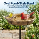 VIVOHOME Oval Bird Bath for Outside with Metal Ground Stake, Copper