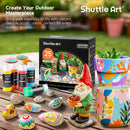 Shuttle Art 25 Colors Outdoor Acrylic Paint Set, 2oz/60ml Waterproof Acrylic Paint with 10 Brushes 1 Palette, Rich Pigmented Paints for Artists, Beginners on Rocks, Wood Crafts, Garden Statues — 8