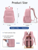 Uselike Travel Backpack for Women, 15.6 Inch Laptop Backpack, Quilted College Bookbag, Cute Work Backpacks, Water Resistant (Mauve Pink) — 4