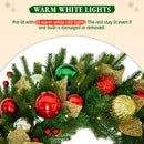 Hykolity 24 Inch Pre-Lit Christmas Wreath with 30 Warm White LED Lights and Timer, Battery Operated Artificial PE & PVC Wreath with Multicolor Ornaments and Glittered Gold Leaves for Front Door — 5