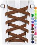Stepace 2 Pairs Flat Elastic No Tie Shoe Laces for Kids and Adults Sneakers | Brown — 2