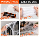 Piteno® 1200 sqft Spider Webs Halloween Decorations with 40 Fake Spiders, Stretchable Halloween Spider Webs for Indoor Outdoor Haunted House Yard Porch Party Decor (White) — 4