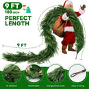9 FT Artificial Norfolk Pine Garlands with Lights, Pre-Lit Christmas Garland, Real Touch Pine Artificial Faux Greenery Garland for Table, Mantle, Wall, Indoor, Outdoor Christmas Decorations — 4