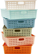 4E's Novelty 6 Pack Classroom Paper Baskets, Organizing Desk Boho Tray for A4 Papers, Classroom Storage Plastic Paper Bins, Fun Turn In Trays for Teachers and Students, Office Desk Room Trays — 1