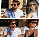 Retro Square Aviator Polarized Sunglasses Womens Mens Vintage Pilot Shades | (3pack) Grey Grading + Brown Grading + Green Grading — 2