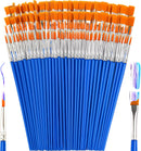 Small Paint Brushes Bulk, 160 Pcs Flat Tip Round Acrylic Paint Brushes for Kids Classroom Acrylic Watercolor Canvas Face Painting Touch Up | Mixed(80Flat+80Fine) — 1