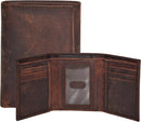 Real Leather Mens Trifold Wallet - RFID Slim Minimalist Front Pocket Gift (Vintage Brown-No Box)