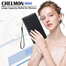 Chelmon Women's Vegan Leather Clutch Wallet with Zip, Hand Strap, Large Capacity — 7