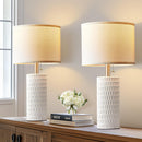 Reaketon 20" Modern Ceramic Table Lamps Set of 2, Lamps for Bedroom, White — 2