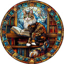 Wooden Puzzles for Adults, Maine Cat Library Puzzle 8.5x8.5in 100pcs — 1