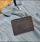 Real Leather Mens Bifold Wallet RFID Blocking Slim Minimalist Front Pocket - Thin & Stylish with ID Window in Gift Box (Crazy Horse, Coffee) — 5