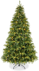Best Choice Products Pre-Lit Cedar Cypress Christmas Tree w/Twinkling Lights, 7.5ft Lighted Artificial Holiday Décor, White & Multicolored LEDs — 1