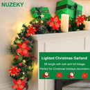 9FT Prelit Artificial Christmas Garland with Lights: Greenery Garland Decoration with 30 Warm LED Lights - Xmas Garland for Office Fireplace Mantle - Christmas's Day Indoor Outdoor Holiday (Garland3) — 7