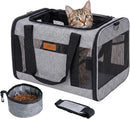 YUNIQUE Soft-Sided Cat & Dog Carrier for Pets Up to 15 Lbs, Airline Approved Collapsible Travel Puppy Carrier with Lightweight Fabric Design (Grey) — 1