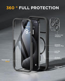 Miracase Magnetic for iPhone 15 Pro Max Case 6.7'' [Compatible with Magsafe] Full-Body Drop Proof Bumper Phone Case for iPhone 15 Pro Max with Built-in 9H Tempered Glass Screen Protector,Black — 2