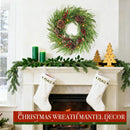 8 Modes & Timer - 24" Lighted Christmas Wreaths for Front Door with 50 LED, Real Touch Norfolk Pine Wreath Cedar&Cypress Tips Pinecones Berries Artificial Xmas Door Wreath for Home Indoor Wall Window — 2