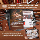 Leather Working Tooling Kit All-in-One Set Leatherworking Crafting Tools with Apron Custom Handbag Cutting Mats Stamping Engraving Punching Sewing Sanding Tools for Leather Making Repair Professional — 7