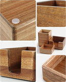 Acacia Wood Desk Organizer Set with Sticky Note Holder, Pencil Pen Cup & Paper Clip Storage, Office Desk Accessories for Marker Craft (Set of 3) — 2