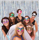 FECEDY 2 Packs 3.2ft x 6.6ft Silver Multicolor Tinsel Foil Fringe Curtains Photo Booth Props for Engagement Bridal Shower Bachelorette Baby Shower Bachelorette Holiday Celebration Party Decorations — 7