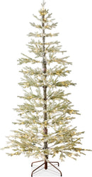 Best Choice Products Pre-Lit Sparse Christmas Tree 6ft Artificial Flocked Pine Holiday Décor Aspen Noble Fir White & Multicolor LED Lights- Green — 1