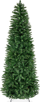 Best Choice Products Unlit Pencil Christmas Tree, 7.5ft Premium Artificial Tree, Realistic Spruce Holiday Decor w/ 1,075 Branch Tips, Metal Base — 1