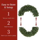 Best Choice Products 60in Large Artificial Pre-Lit Fir Christmas Wreath Holiday Accent Decoration for Door, Mantel w/Red Lighted Bow, 375 LED Lights, 930 PVC Tips, Power Plug-in — 6