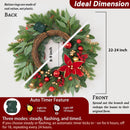 Christmas Wreaths for Front Door- 24 Inch Outdoor Prelit Christmas Door Wreath with Lights, Lighted Xmas Wreath with Poinsettia Flowers,Red Berries,Golden Ball- Home Christmas Decorations — 5
